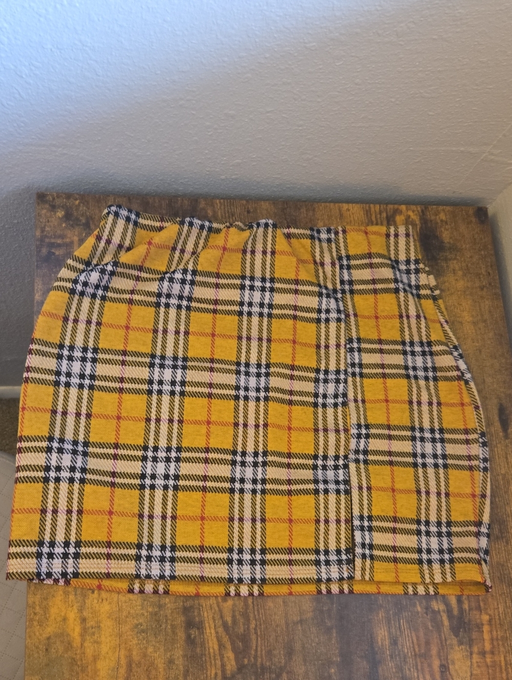 Better Be Yellow Plaid Mini Skirt with Black & White Checks